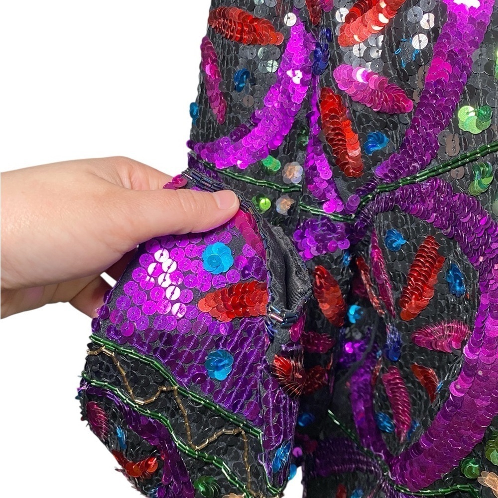 Unbranded Vintage Colorful Sequin Women's Silk Blazer - Picture 5 of 13